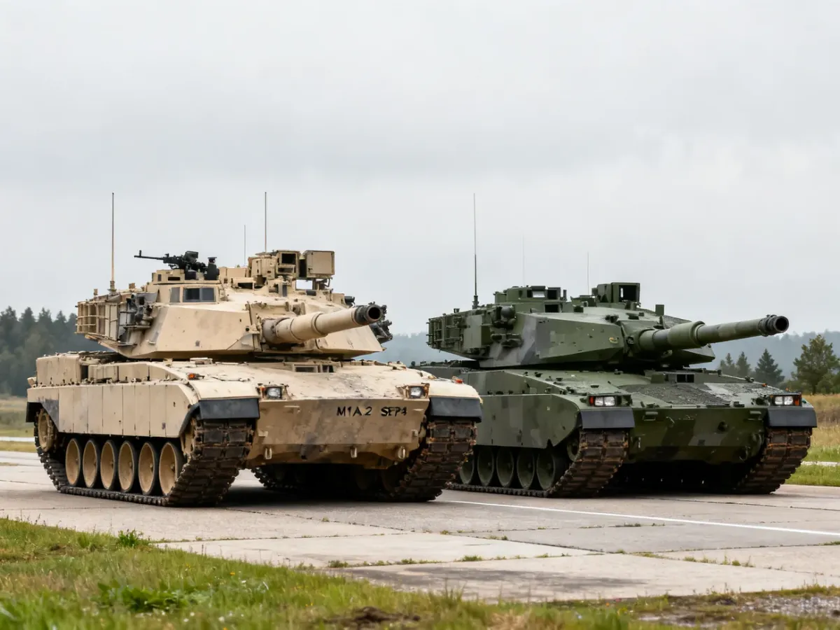Czołgi M1A2 Abrams i Leopard 2PL na poligonie