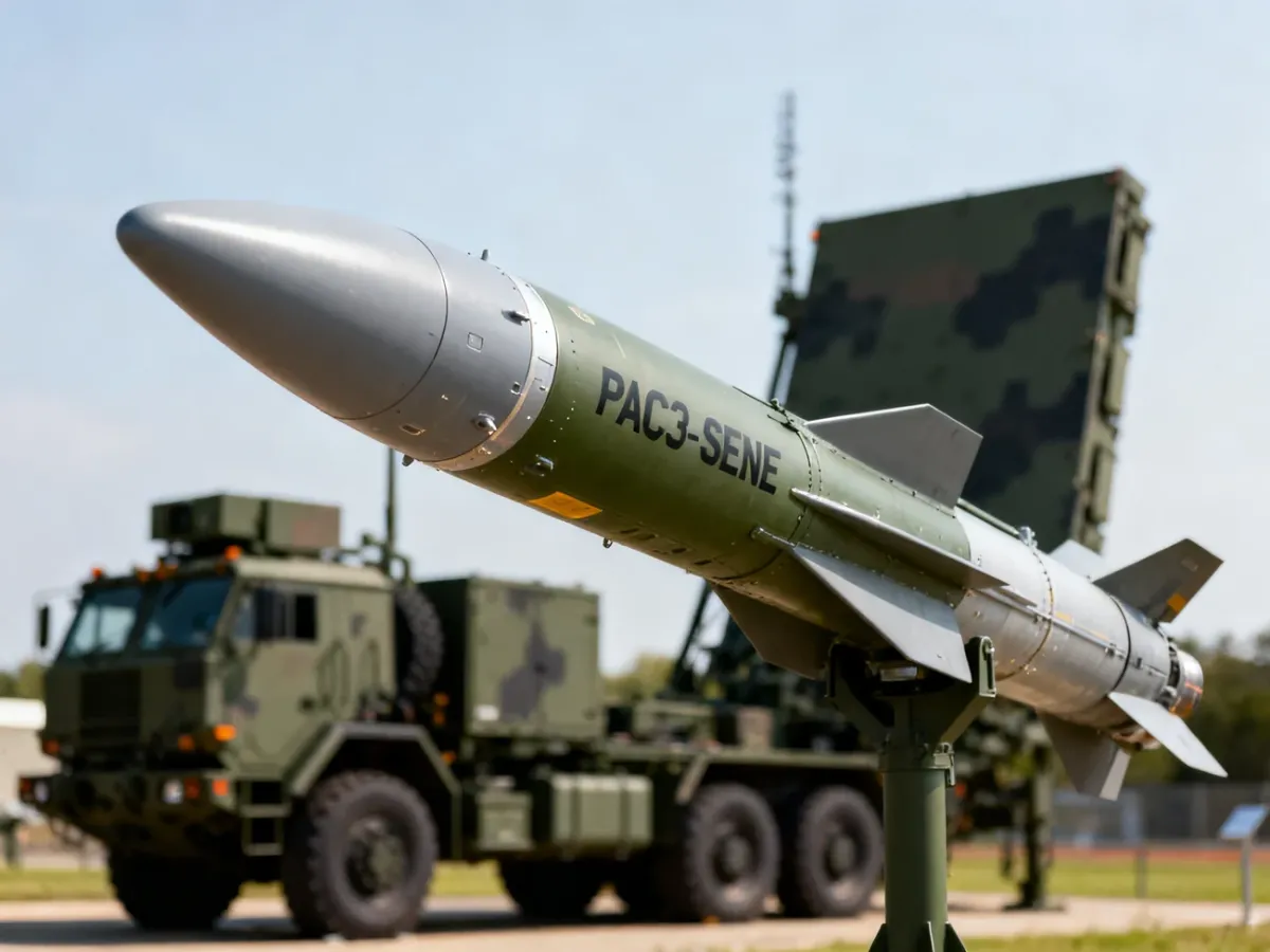 Pocisk PAC-3 MSE obok wyrzutni systemu Patriot