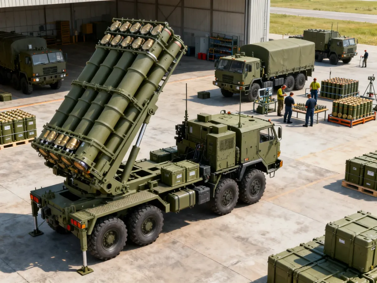 Moduł ogniowy HIMARS z amunicją i zapleczem technicznym