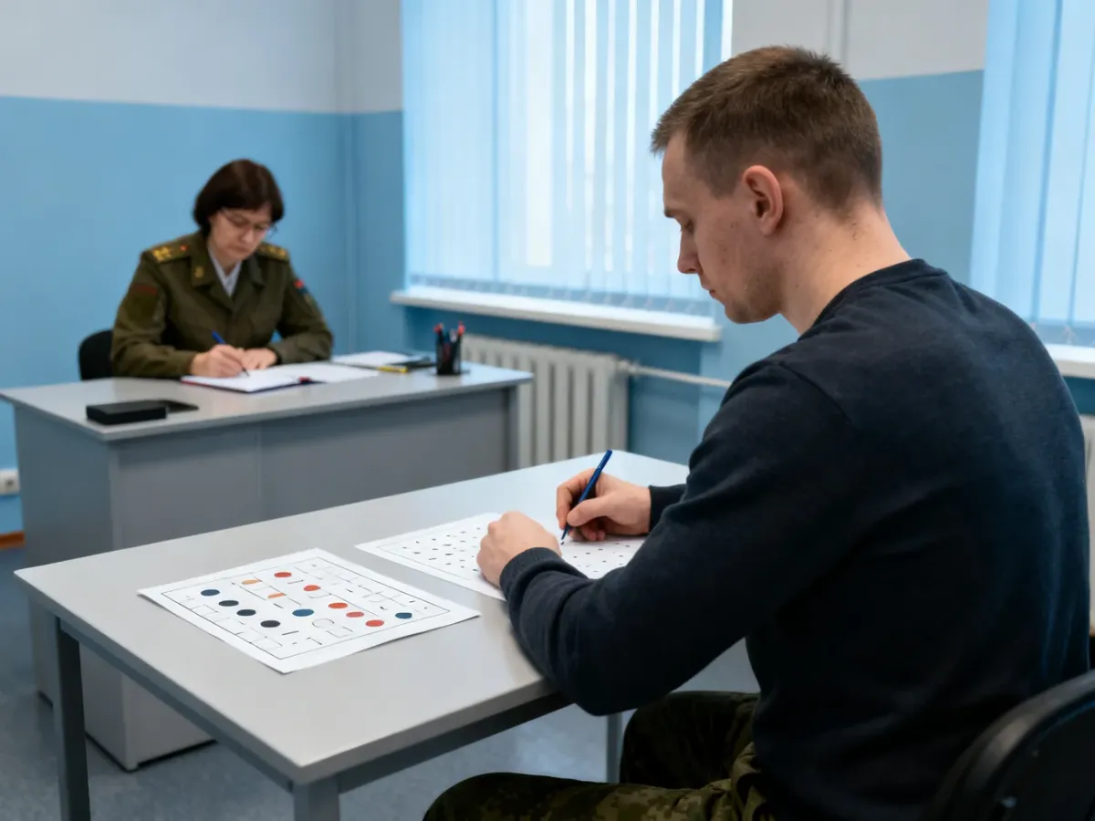 Kandydat wykonujący zadania psychologiczne w obecności wojskowego psychologa