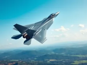 Myśliwce F-16 i MiG-29 lecące w szyku na tle zachodzącego słońca, prezentujące swoje sylwetki w locie.