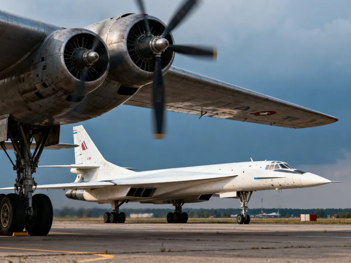 Convair B-36 Peacemaker i Tupolew Tu-160 zestawione na lotnisku