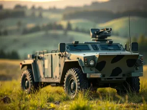 Ekwipunek 22. batalionu piechoty górskiej na tle surowego, górskiego szczytu w promieniach porannego słońca.