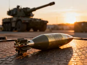 Radziecki czołg IS-2 na polu bitwy o zachodzie słońca, przygotowujący się do starcia z niemieckim Tygrysem.