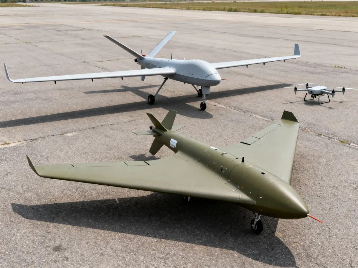Porównanie sylwetek różnych typów dronów bojowych