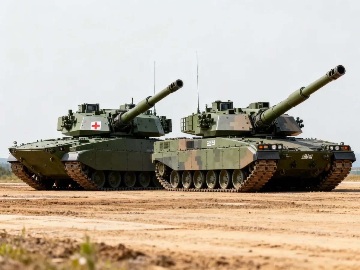 AHS Krab i K9 Thunder stojące obok siebie na poligonie