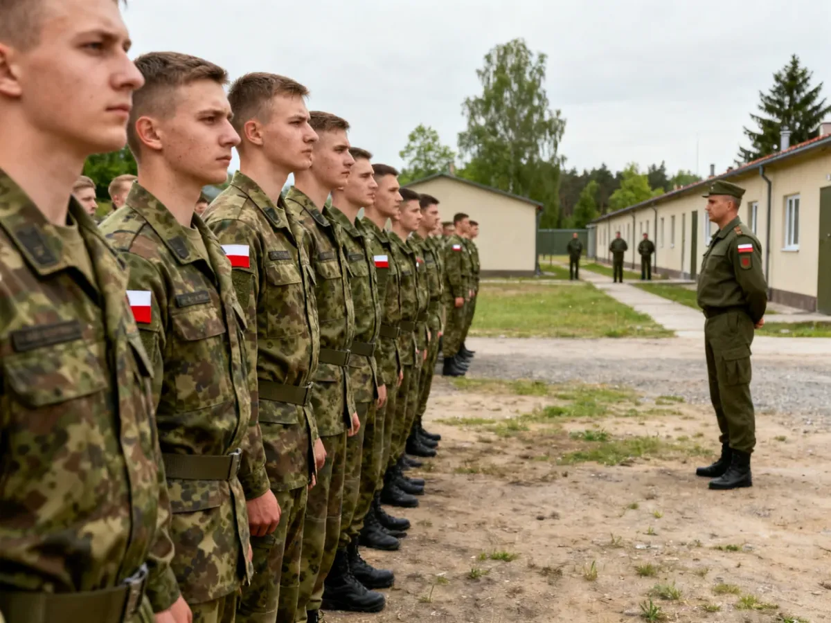 Rekruci podczas szkolenia podstawowego na terenie jednostki wojskowej
